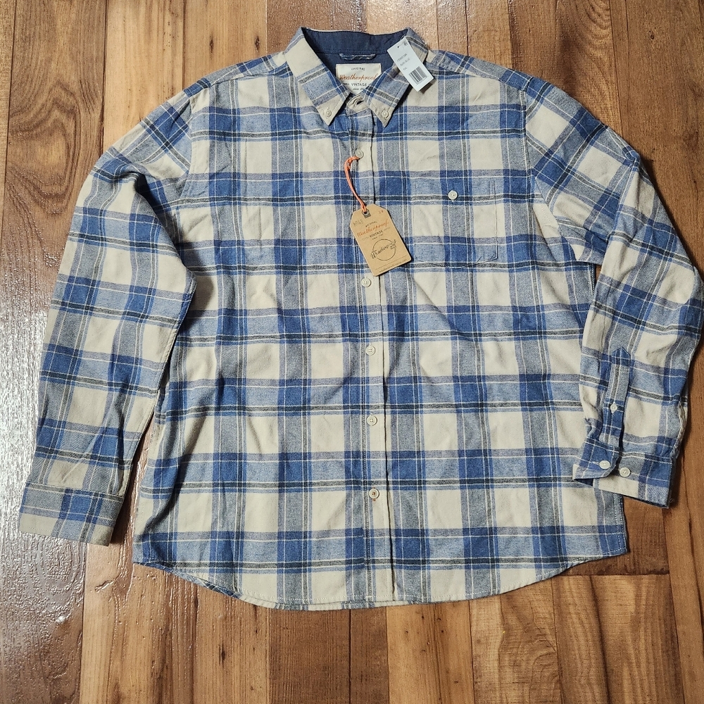 Men's Flannel Original Weatherproof Vintage Button Up Shirt Size XXL